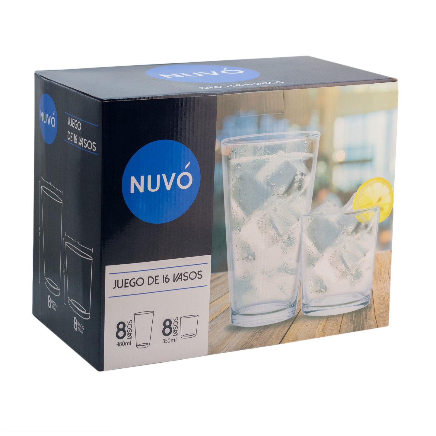 JUEGO DE 16 VASOS DE VIDRIO | REGALOS SIGLO XXI