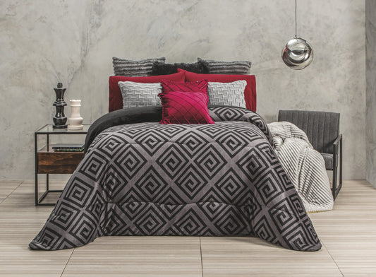 EDRECOBERTOR FULL QUEEN BLACK  | INTIMA HOGAR